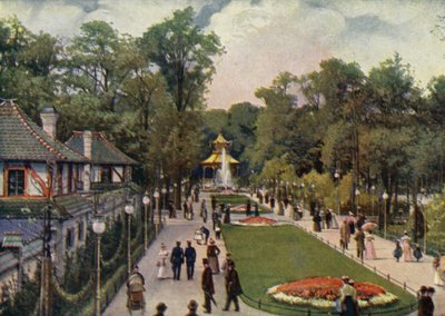 Dreisternpromenade, Berlini Állatkert, Németország (színes litho) alkotó: German School