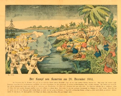 Duala felkelés Német-Kamerunban, az SMS Olgával a háttérben, 1884. december 20. alkotó: German School