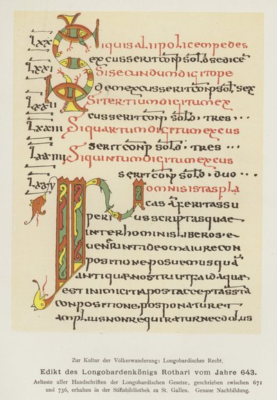Rothari, a langobardok királyának rendelete, 643 (színes litó) alkotó: German School