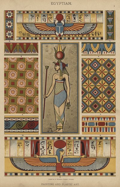 Egyiptomi, festészet és plasztikai művészet (színes litó) alkotó: German School