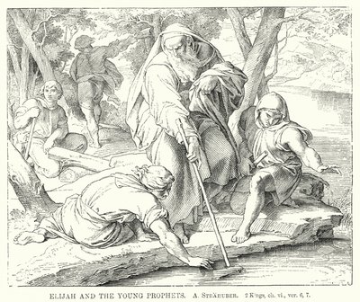 Illés és a fiatal próféták, 2 királyok, ch vi, ver 6, 7 (metszet) alkotó: German School