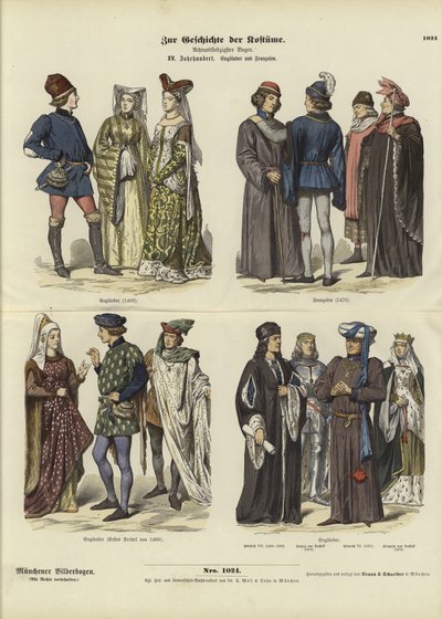 Angol és francia jelmezek, 15. század alkotó: German School
