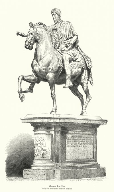 Marcus Aurelius római császár lovas szobra (metszet) alkotó: German School