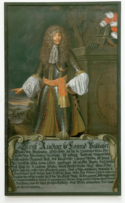 Ernst Ruediger, Starhemberg gróf, Bécs tábornagya és parancsnoka az 1683-as török ostrom idején ... (olaj, vászon) alkotó: German School