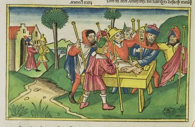 Exodus 12 Az első húsvét, a nürnbergi Bibliából (Biblia Sacra Germanaica) (színes fametszet) alkotó: German School