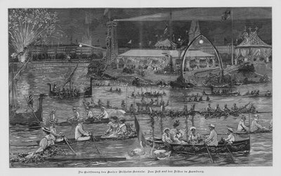Ünnepségek a hamburgi Alsteren a Kiel-csatorna (Kaiser Wilhelm-csatorna) megnyitására emlékezve, Németország alkotó: German School