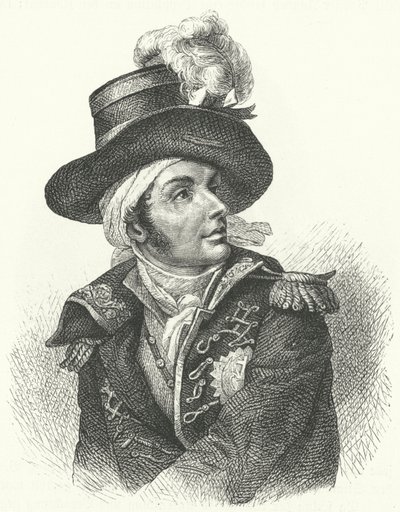 Francois de Charette, francia királypárti katona és politikus, aki a francia forradalmi rezsim elleni Vendee-lázadás egyik vezetője volt (metszet) alkotó: German School