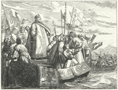 Frederick Barbarossa és serege átkelt a Boszporuszon a harmadik keresztes hadjáraton alkotó: German School