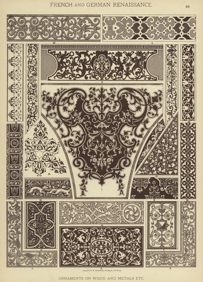 Francia és német reneszánsz, Díszek fán és fémeken stb. (színes litho) alkotó: German School
