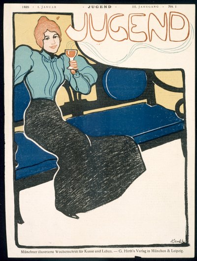 A Jugend Magazin címlapja, 1898. január alkotó: German School