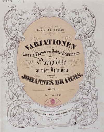Johannes Brahms (1833-1897) "Variációk egy témájára Robert Schumann" (Op. 23) előképe alkotó: German School
