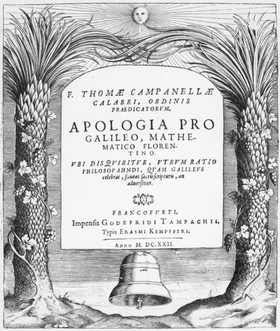 Tommaso Campanella Apologia pro Galileo, Mathematico Florentino címlapja, Frankfurtban, 1622 alkotó: German School