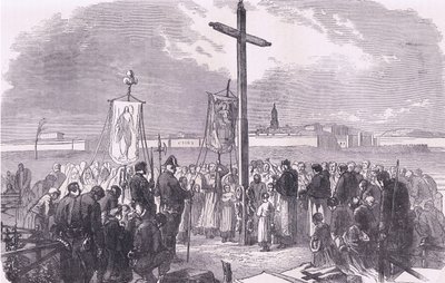 Temetési szertartás Párizs ostromában elesett francia katonák felett, Cassells History of the War Franciaország és Németország között, kiadó: Cassell and Company Limited, 1890 körül (litho) alkotó: German School