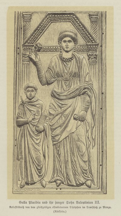 Galla Placidia, I. Theodisius római császár lánya és fia, III. Valentinianus (metszet) alkotó: German School