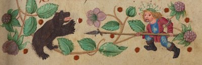 Garlanded Hunter gyalog lándzsás medvét, c. 1475-1485 alkotó: German School