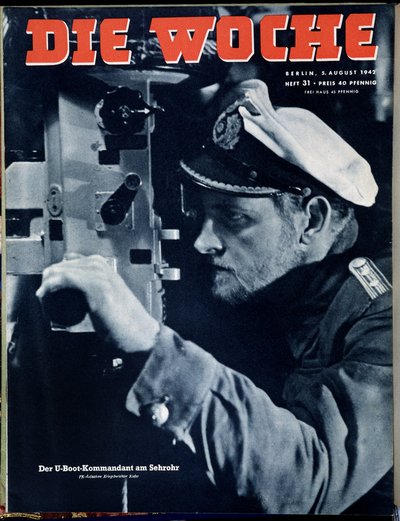 Német Haditengerészet, U-boat parancsnok periszkópos megfigyelésben, borító „Die Woche”, 1942.05.08. alkotó: German School