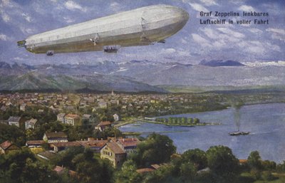 Graf Ferdinand von Zeppelin léghajója repülés közben alkotó: German School