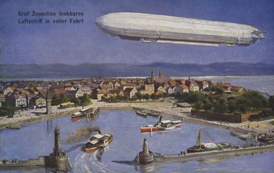 Graf Ferdinand von Zeppelin léghajója repülés közben alkotó: German School