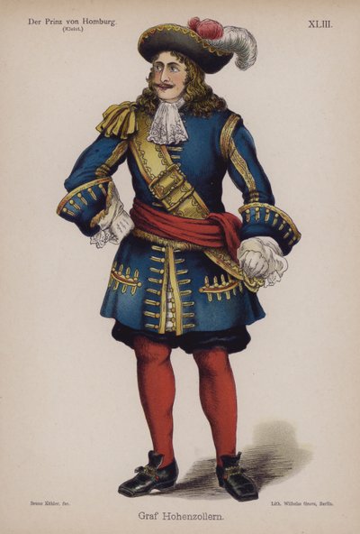 Graf Hohenzollern, a Der Prinz von Homburg (Homburg hercege) című könyvéből Heinrich von Kleist (színes litó) alkotó: German School
