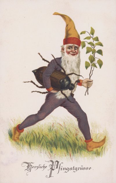Pünkösd vagy pünkösdvasárnap ünneplésére szolgáló üdvözlőkártya. (chromolitho) alkotó: German School