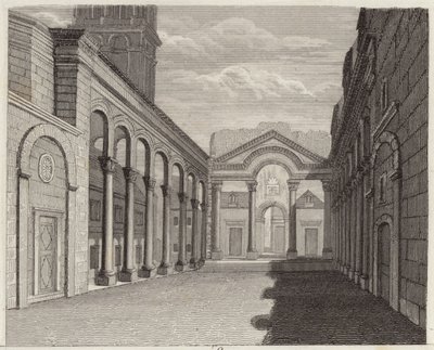 Diocletianus római császár palotájának terme, Spalato (Split, Horvátország). Illusztráció a Bilder-Atlashoz (metszet) alkotó: German School