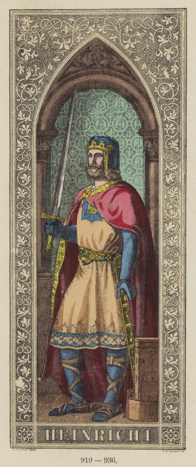 Heinrich I, 919-936 (színes metszet) alkotó: German School