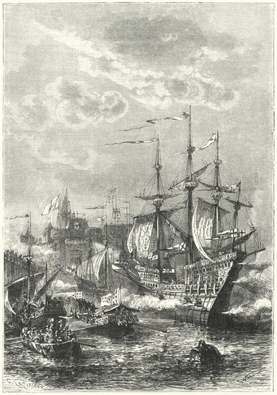 VIII. Henrik és az angol flotta partra száll Calais-ban alkotó: German School