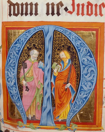 Történelmi kezdetű M Szent Péterrel és Pállal, Friedrich Zollner Langenzenni Graduáljából, 1439-42 alkotó: German School