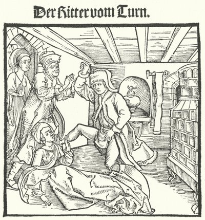 Illusztráció Geoffroy IV de la Tour Landry Torony lovagjának könyvéből (metszet) alkotó: German School