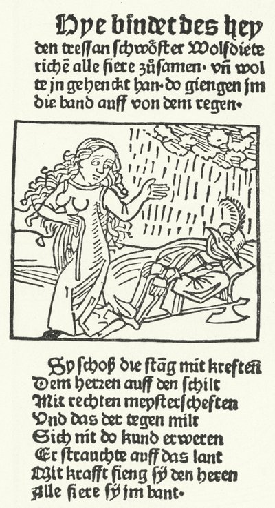 Illusztráció a romantikus hős Wolfdietrich meséjéből, Hans Schoensperger 1491-ben, Augsburgban (metszet) alkotó: German School