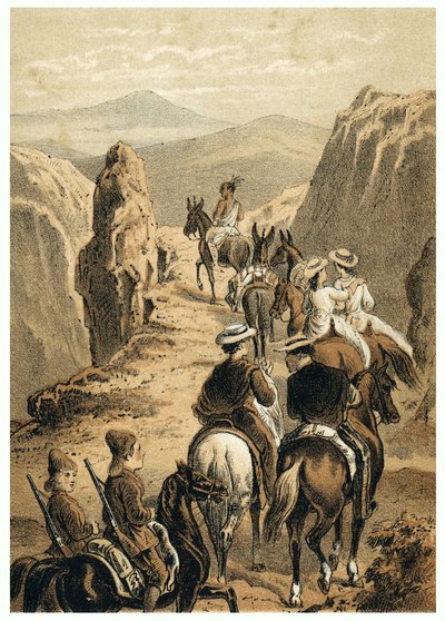 Illusztráció az Amazonas európaiak általi meghódításáról. In "" De Bootslieden der Amazon-River", Karl Muller, Hollandia alkotó: German School