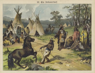 indián tábor, Amerika (színes litho) alkotó: German School