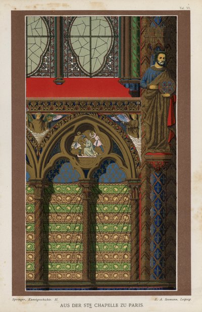 Belső részlet a Sainte-Chapelle-ből, Párizs, Franciaország (színes litó) alkotó: German School