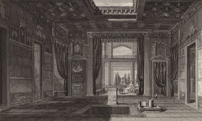 Egy római ház belseje Pompejiben. Illusztráció a Bilder-Atlashoz (metszet) alkotó: German School