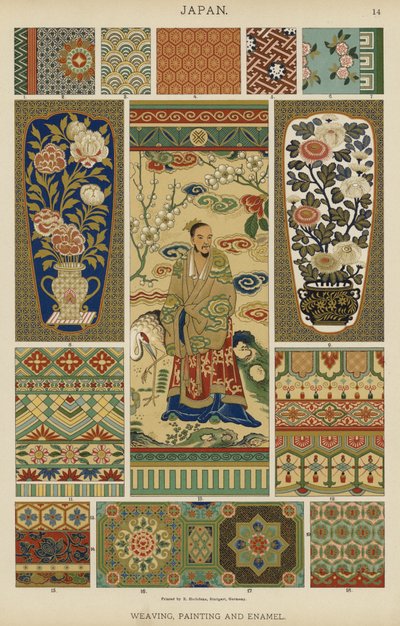 Japán, szövés, festés és zománcozás (színes litho) alkotó: German School