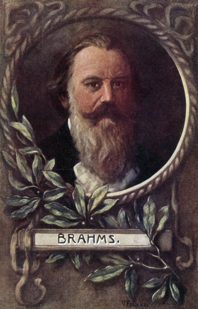 Johannes Brahms német zeneszerző és zongoraművész (színes litó) alkotó: German School