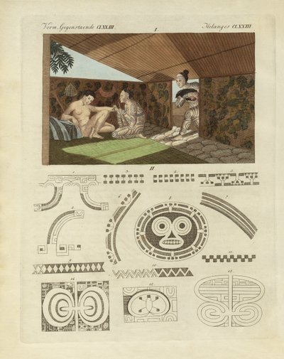 Tetoválás típusa Nurahiwa-ban (színes gravírozás) alkotó: German School