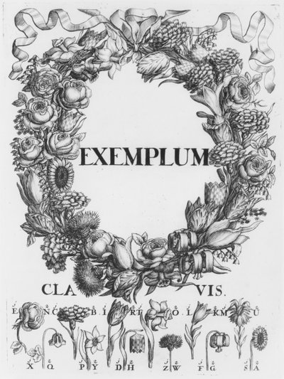 A virágok nyelve, a Cryptographia illusztrációja vagy Johann Balthasar Friderici titkos forgatókönyvei, Hamburgban, 1685 alkotó: German School
