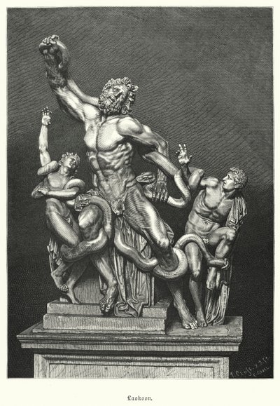 Laocoon és fiai, 1506-ban Rómában feltárt ókori görög vagy római szobor (metszet) alkotó: German School