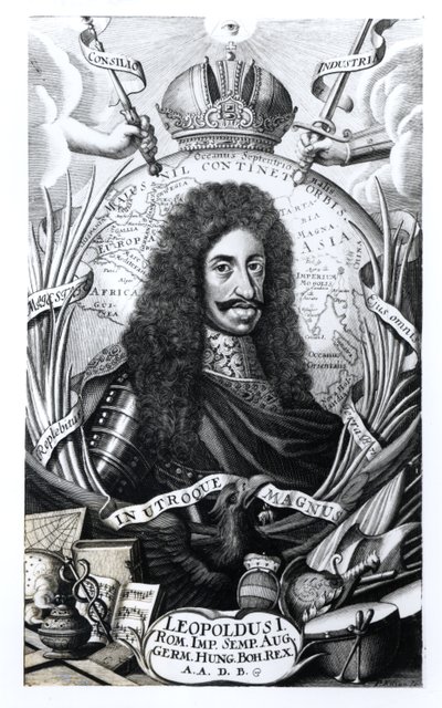 I. Lipót (1640-1705), magyar király és római római császár, vésette Philipp Kilian (1628-93) alkotó: German School