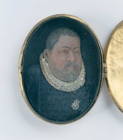 Medál viaszt tartalmazó miniatűr Landgrave Wilhelm IV portréja (aranyozott ezüst és viasz) (a 312102 és a 312135 részlete) alkotó: German School