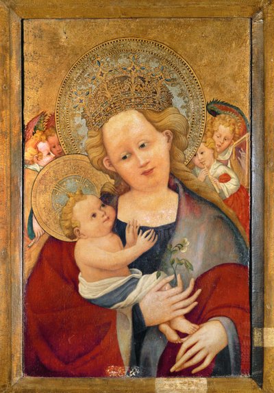 Madonna borsóvirággal (tempera, fa) alkotó: German School
