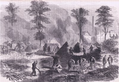 Faszén készítés lőporhoz, Cassells: A Franciaország és Németország közötti háború története, a Cassell and Company Limited kiadója, 1890 körül (litho) alkotó: German School