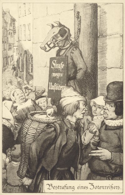 Középkori büntetés az obszcenitásért (litho) alkotó: German School