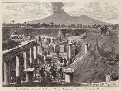 Új ásatások Pompeiben, Olaszországban (metszet) alkotó: German School