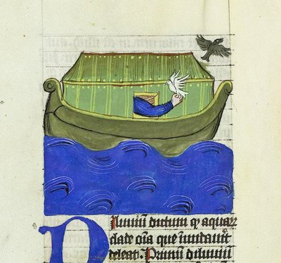 Noé elengedi A galambot és a hollót, De Rerum Natura – Rabanus Maurus, 1425 körül (guache a Vellumon) alkotó: German School