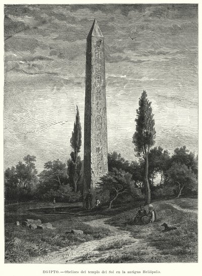 Az ókori egyiptomi Naptemplom obeliszkje Heliopolisban (litho) alkotó: German School