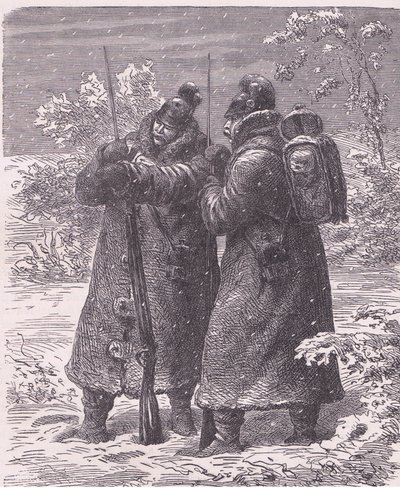 Előőrs a hóban, Cassells History of the War Franciaország és Németország között, kiadó: Cassell and Company Limited, 1890 körül (litho) alkotó: German School