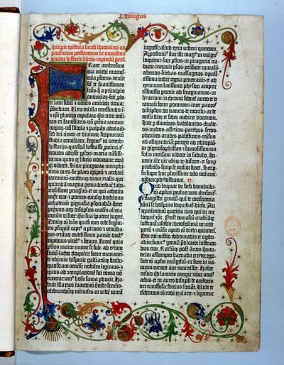 Oldal a Gutenberg Bibliából, Mainz, 1455 körül alkotó: German School