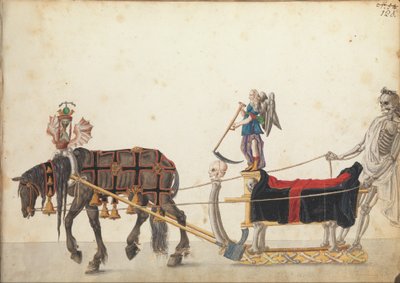 Felvonulási szánkó, 1640 körül (toll és tinta, akvarell és mosószerek) alkotó: German School